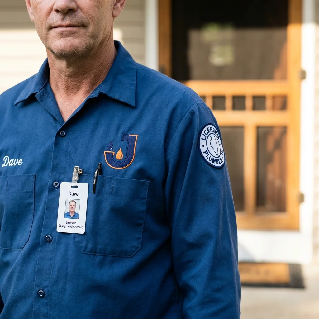 Licensed plumber showing ID badge in Millersville, PA