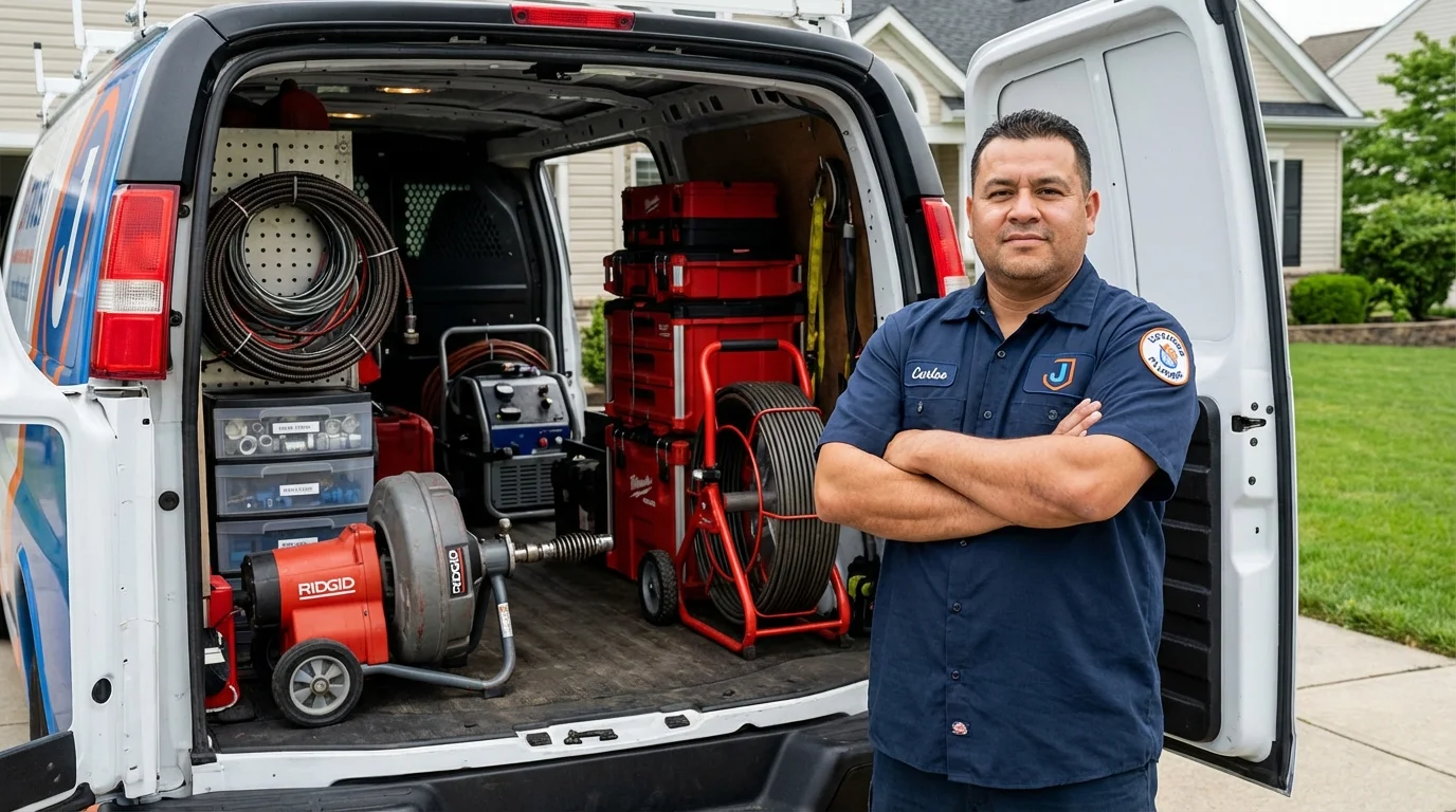 Professional drain cleaning equipment and Johns Plumbing LLC plumber in Millersville