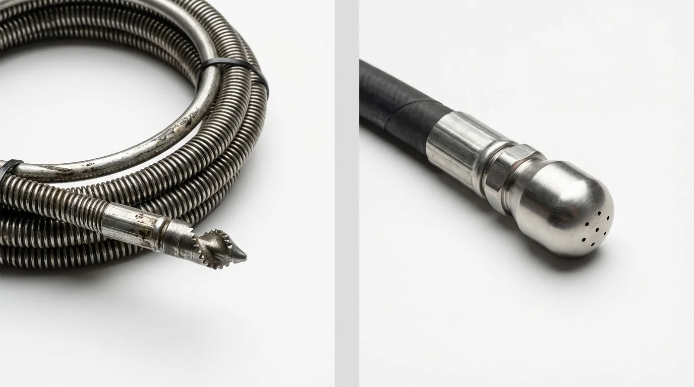 Drain snake cable and hydro jetting nozzle used for drain cleaning in Millersville, PA