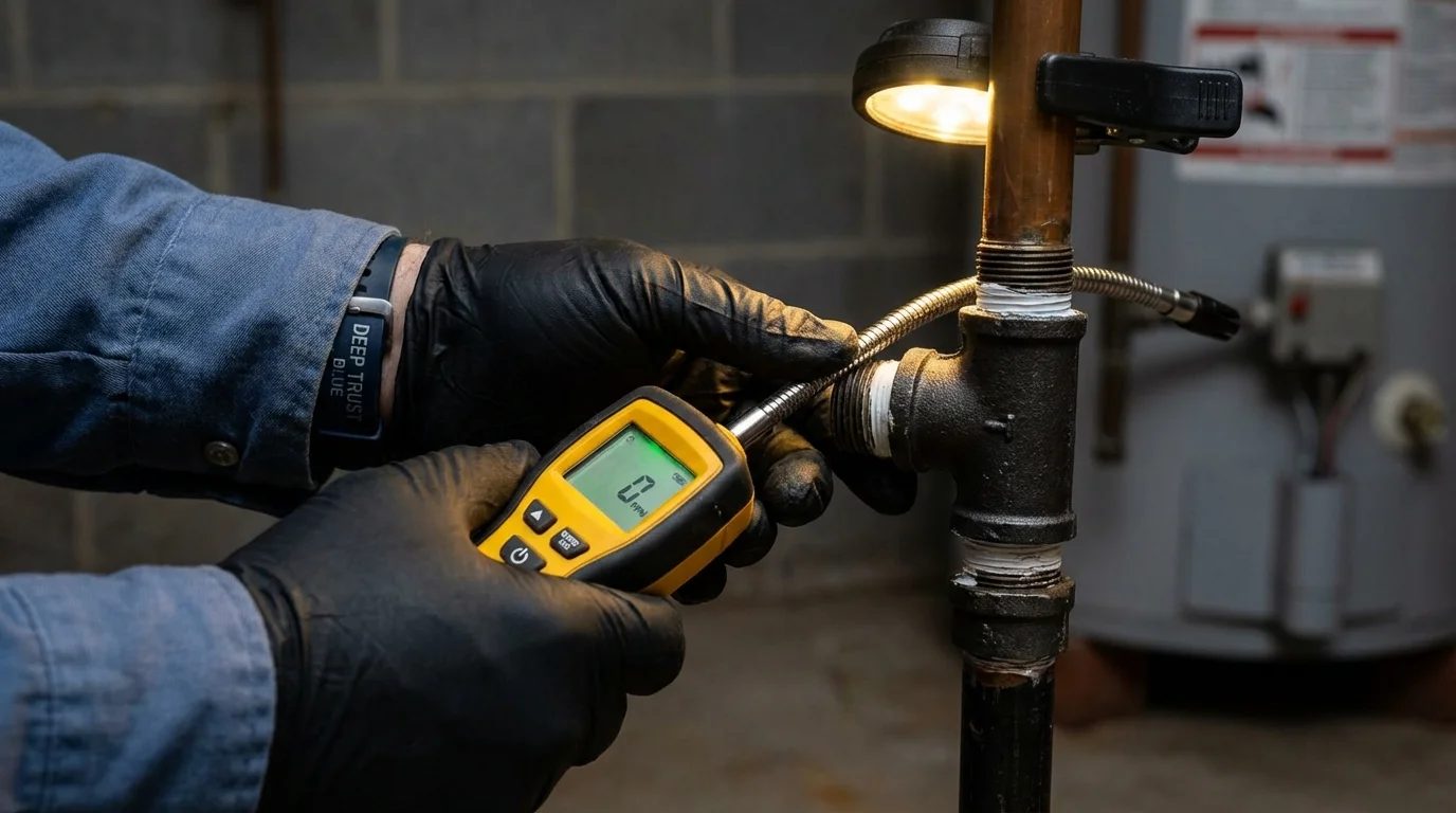 Gas leak detection with electronic sniffer by Johns Plumbing LLC in Millersville